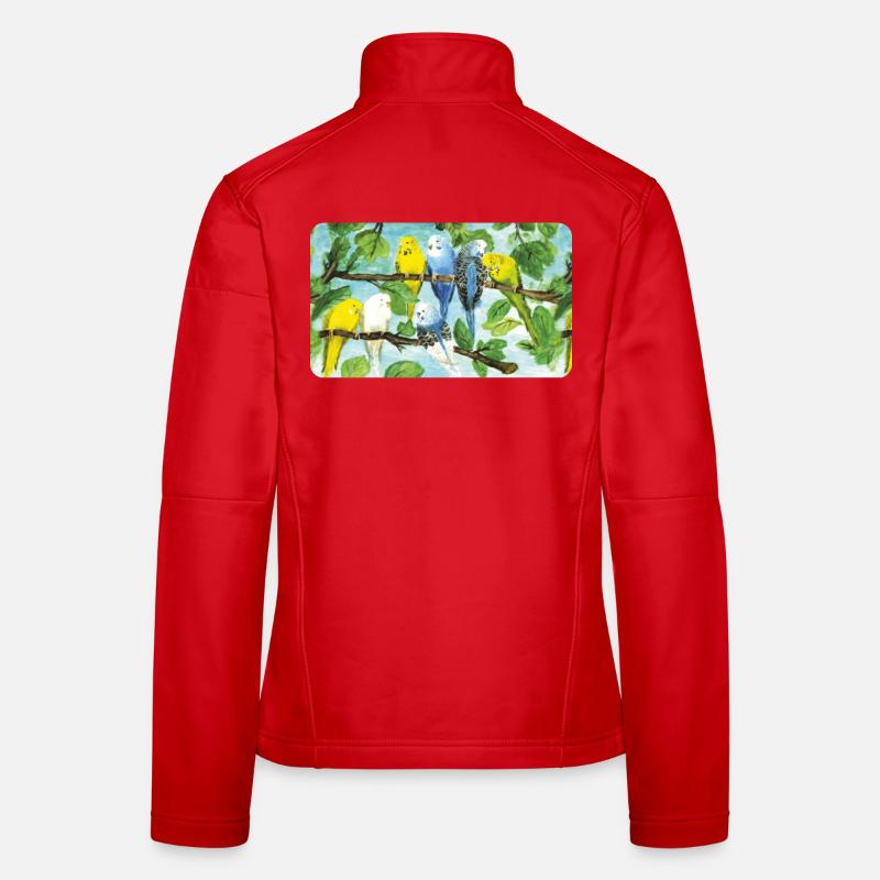 Perruches sur un arbre - craie pastel Veste en tissu softshell Femme