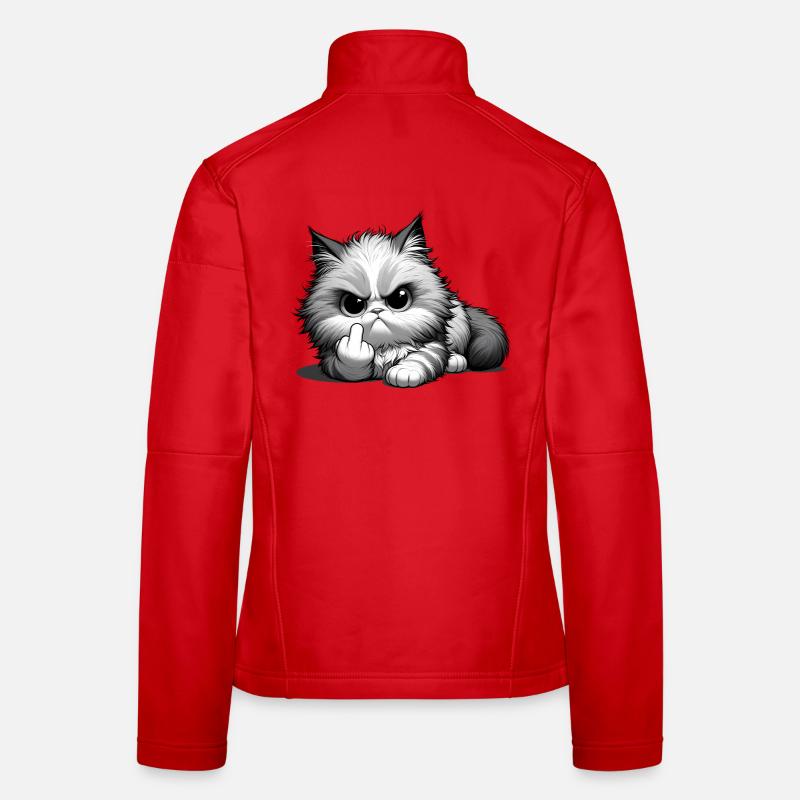 Grumpy Katze mit frechem Mittelfinger Frauen Softshelljacke