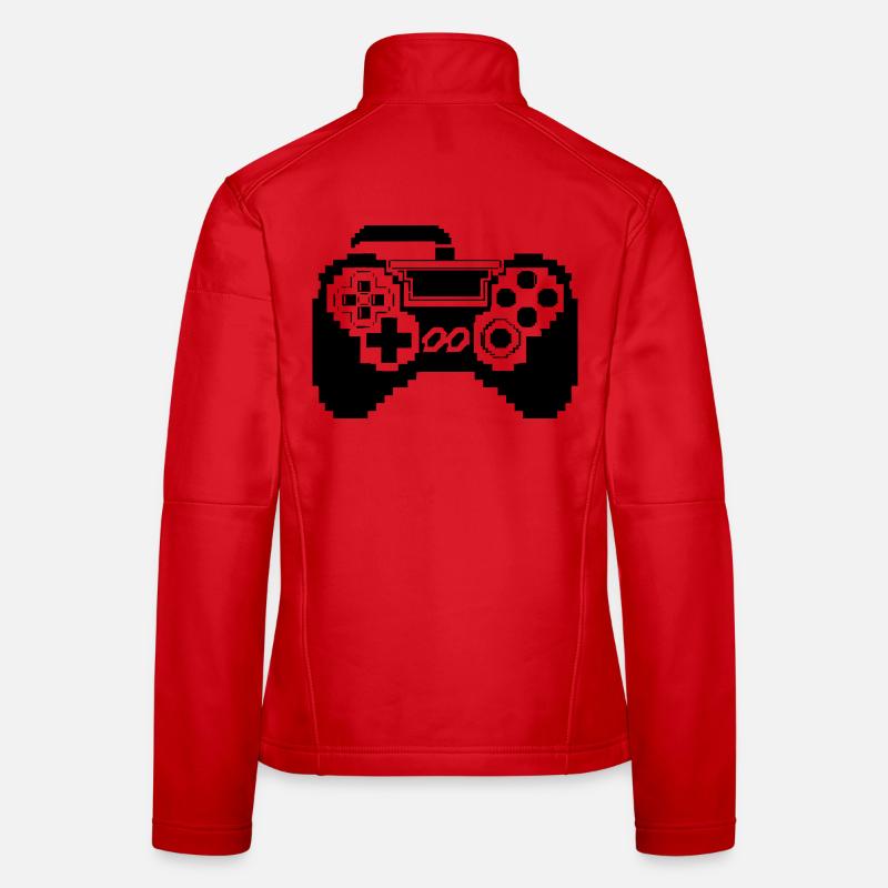 Graphismes pixel de la manette de jeu Veste en tissu softshell Femme