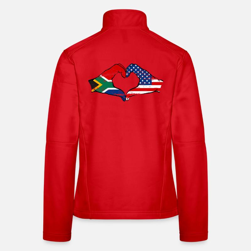 Afrique du Sud États-Unis drapeau mains forme de coeur utilisé Veste en tissu softshell Femme