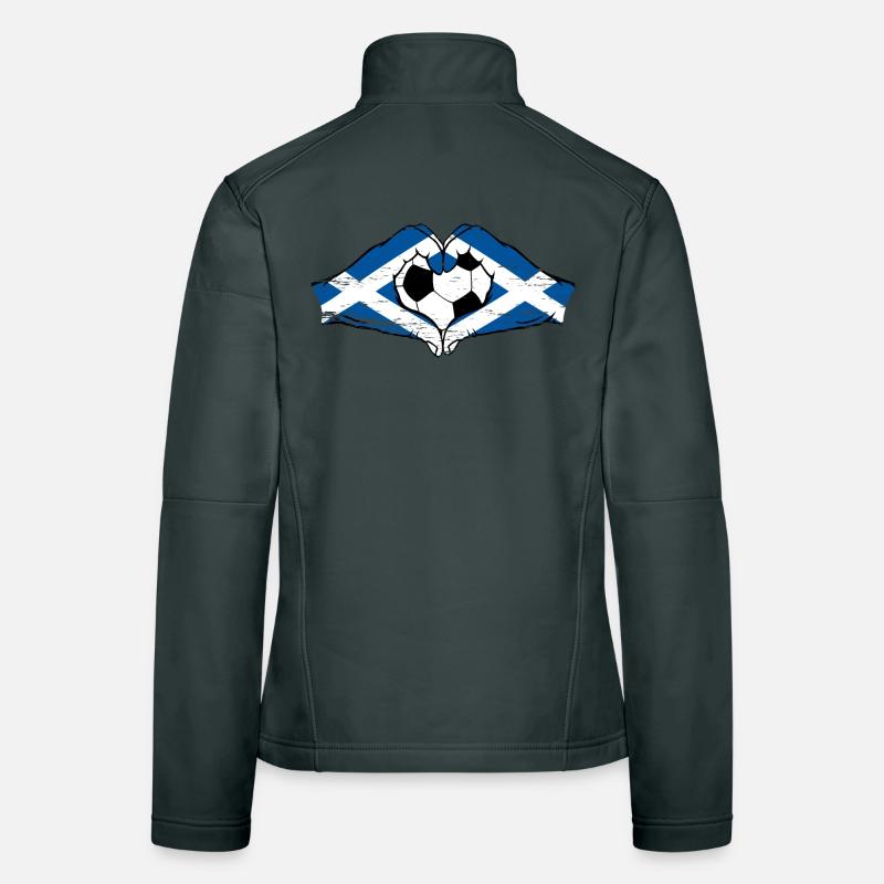 Forme de coeur de mains de football de drapeau d'Écosse utilisé Veste en tissu softshell Femme