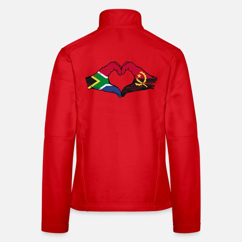 Afrique du Sud Angola drapeau mains forme de coeur utilisé Veste en tissu softshell Femme