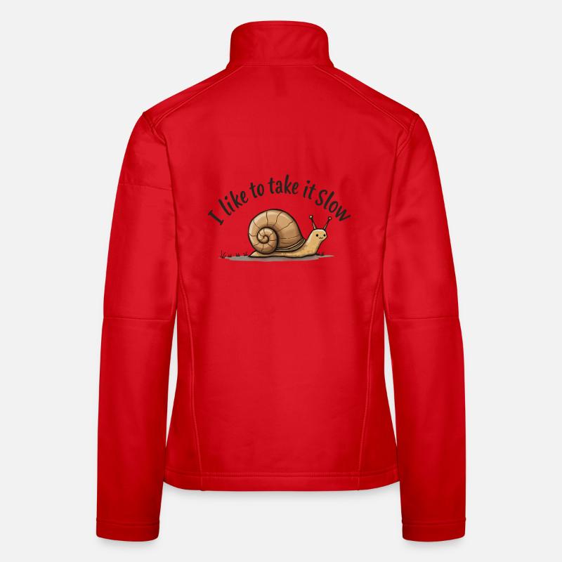 Langsame Schnecke „Nimm es langsam“ - Frauen Softshelljacke - Rot