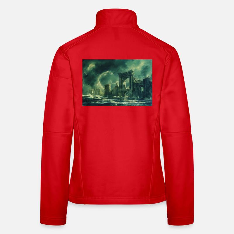 Ruined Landscape Illustration Poster Women's Softshell Jacket