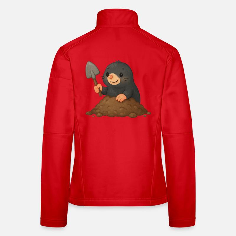 Cute mole with shovel Women's Softshell Jacket