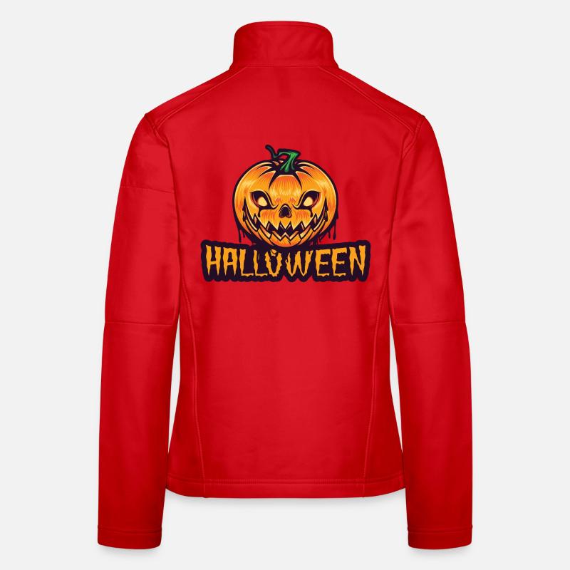 Spooky Pumpkin Halloween Design - Women's Softshell Jacket - red