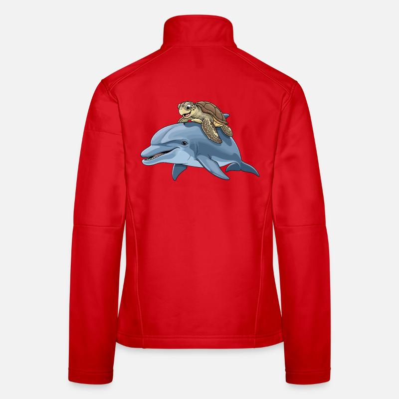Sea adventure with turtle and dolphin Women's Softshell Jacket