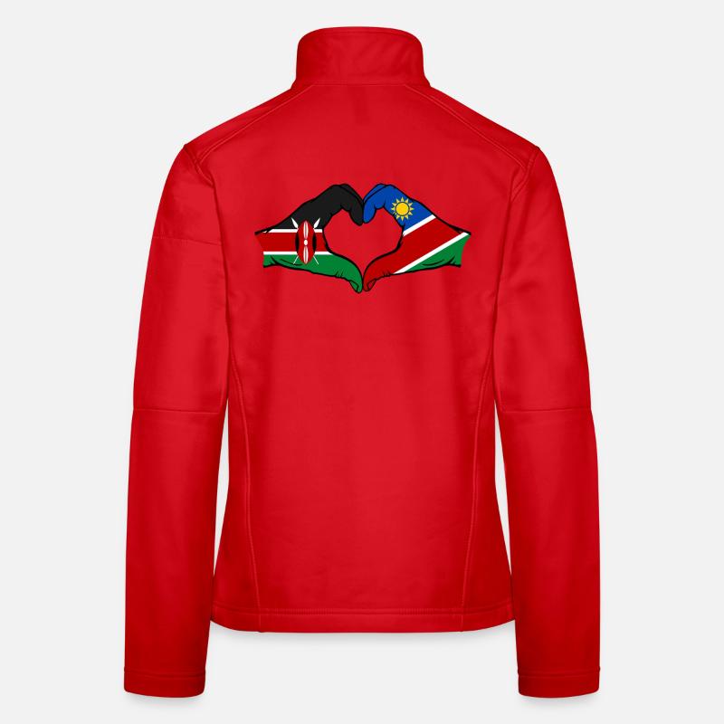 Kenya Namibia Flag Hands Heart Shape Women's Softshell Jacket