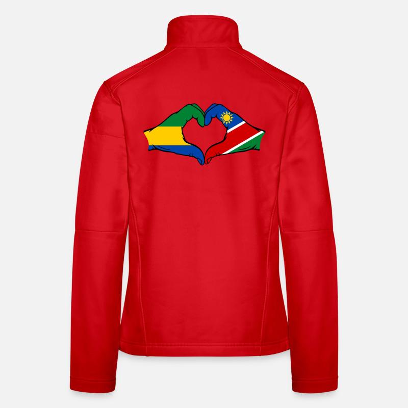 Gabon Namibia Flag Hands Heart Shape Women's Softshell Jacket