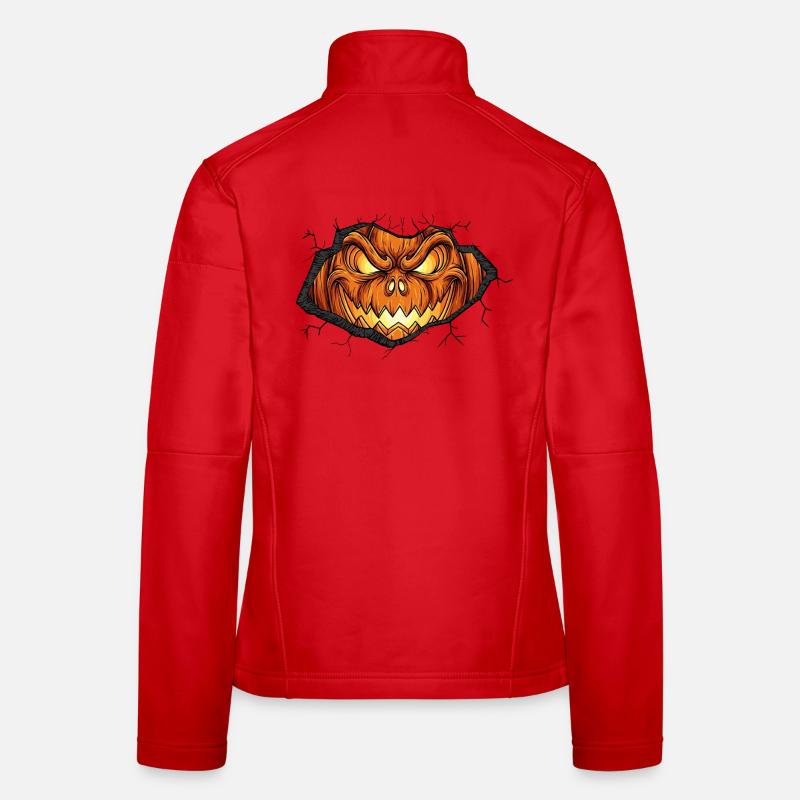 Fierce pumpkin with pointed teeth Women's Softshell Jacket