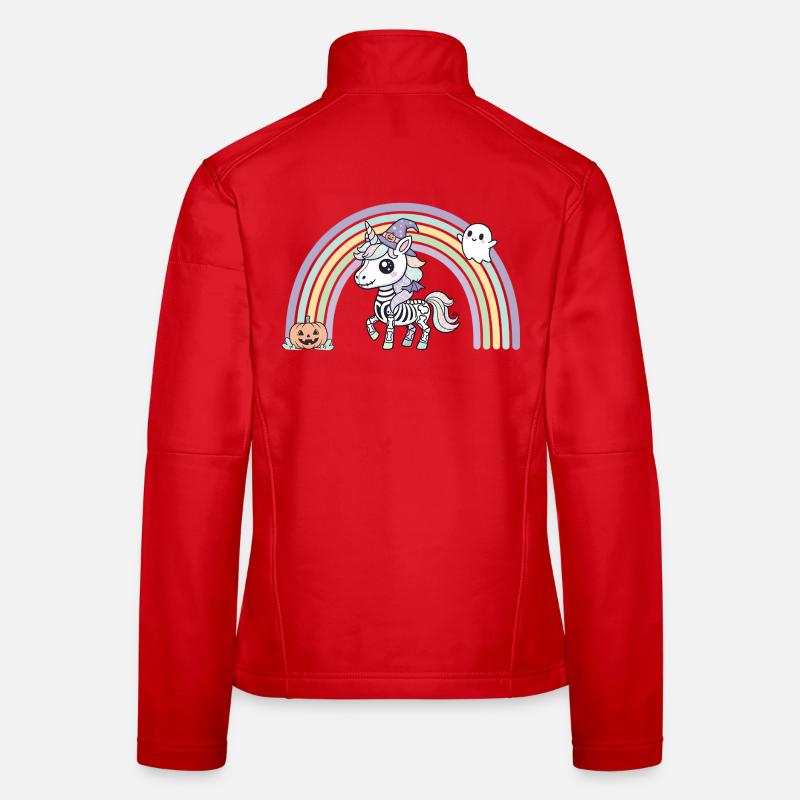 BOHO Skelett‑Einhorn mit Regenbogen – Halloween - Frauen Softshelljacke - Rot