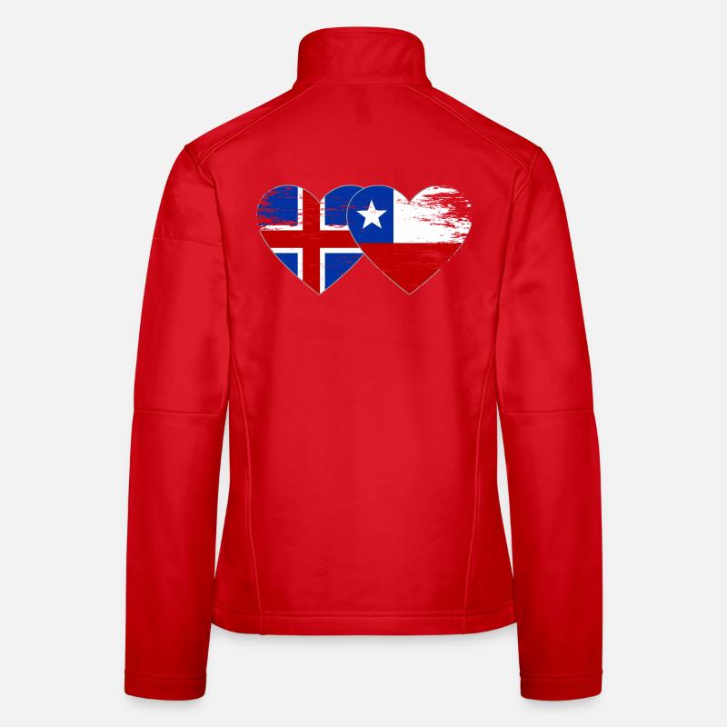Islande Chili drapeau coeur utilisé Veste en tissu softshell Femme