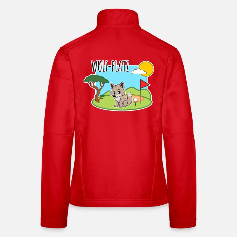 Wolf-Platz - Ein Wolf auf dem Golfplatz Frauen Softshelljacke