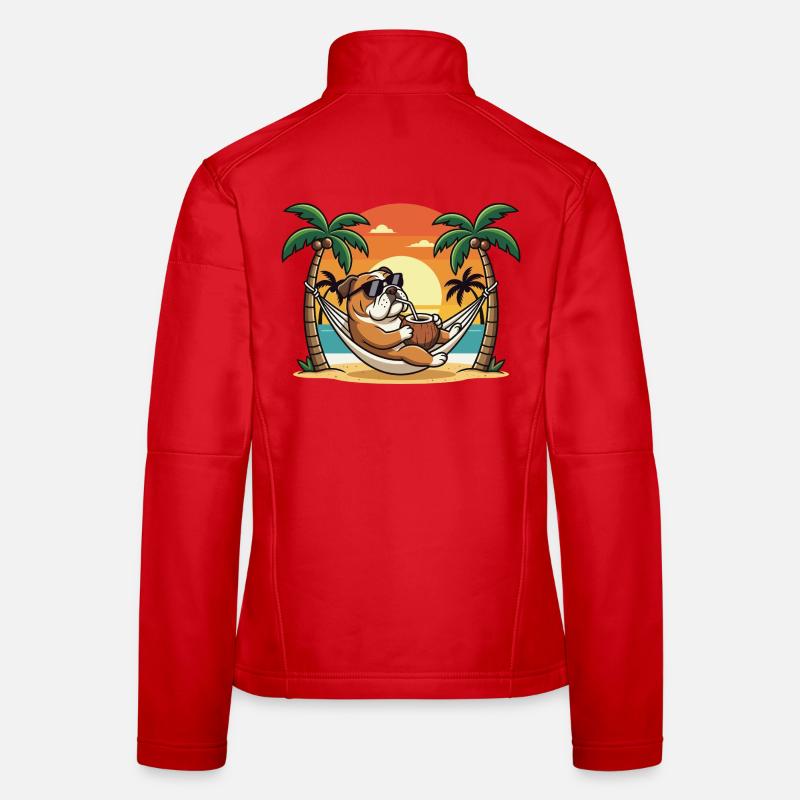 Drôle de bouledogue sur le hamac de plage pendant les vacances d’été Veste en tissu softshell Femme