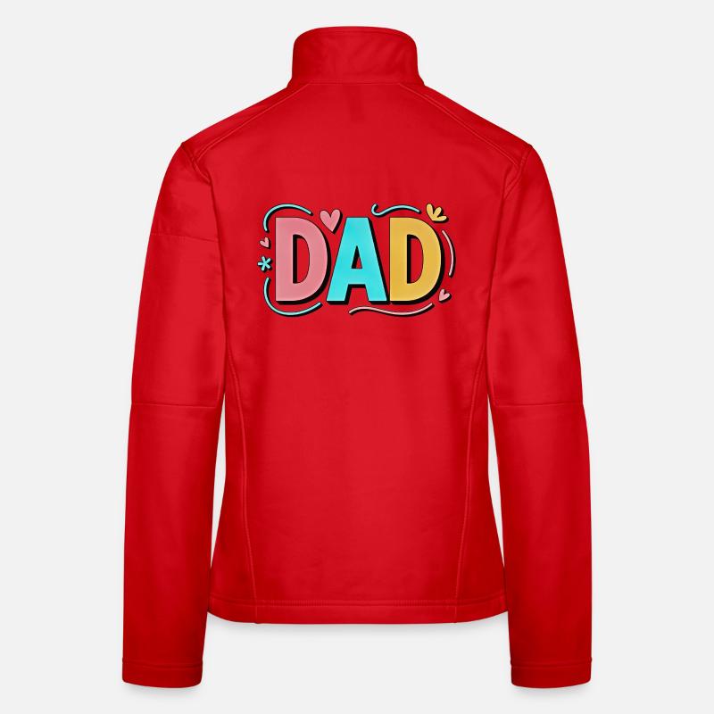 Pastel Gradient Dad Hearts Design - Women's Softshell Jacket - red