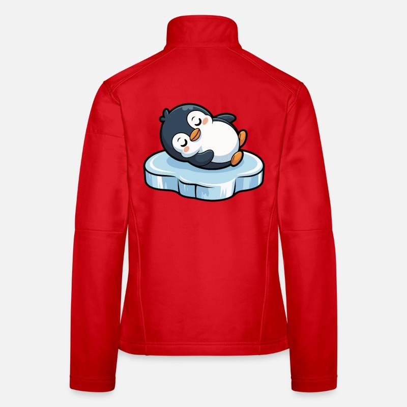 Schlafender Pinguin auf Eis - Frauen Softshelljacke - Rot