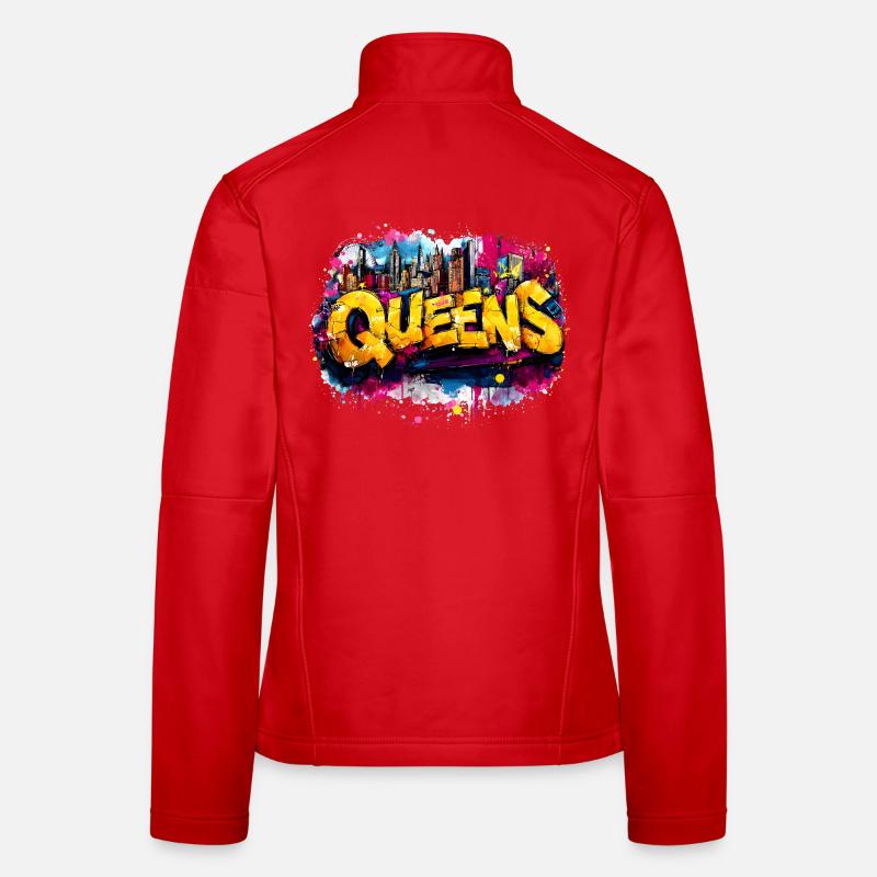 Explosion de couleurs de la skyline du graffiti du Queens Veste en tissu softshell Femme