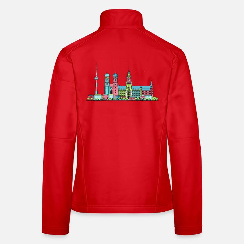 Münchner Stadtskyline Marienplatz Moderne Linienkunst Frauen Softshelljacke