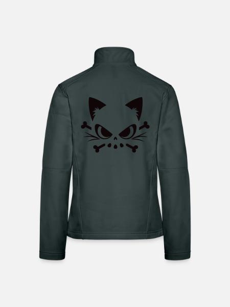 Cats Skull | Minimal Skull & Bones motif - Women's Softshell Jacket - red - Back