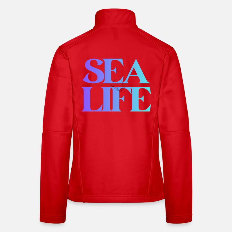 Meeresleben Gradient Schriftdesign - Frauen Softshelljacke - Rot