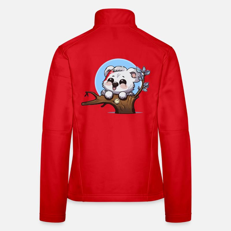 Little Panda on Branch with Clock Women's Softshell Jacket