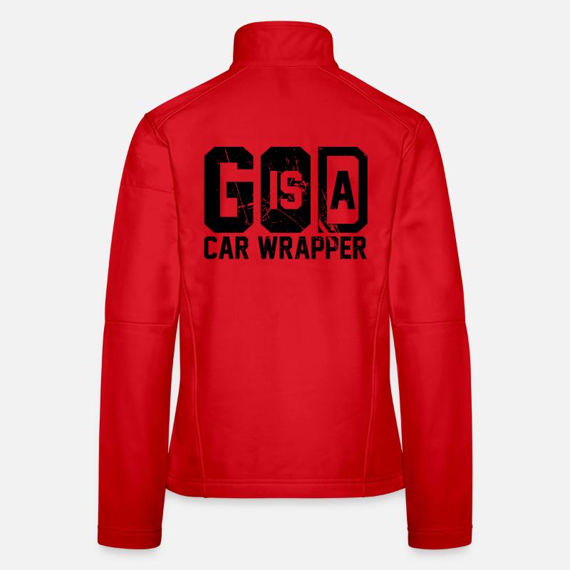 GOTT ist ein schwarzer Autoumschlag - Frauen Softshelljacke - Rot