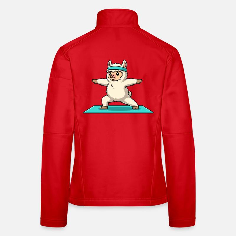 Yoga Llama Alpaca Doing Warrior Pose Women's Softshell Jacket
