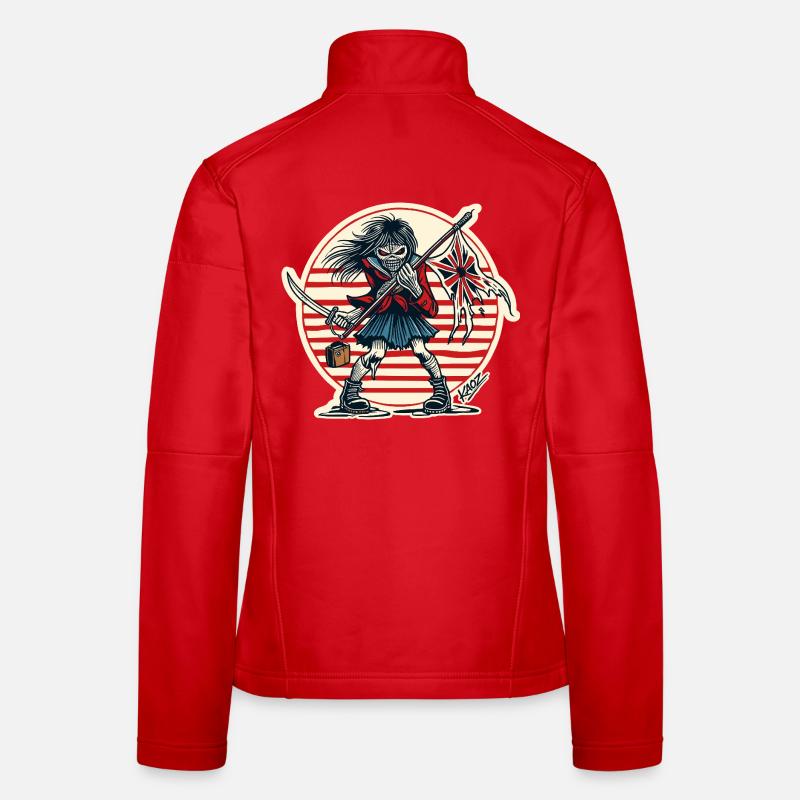 Abtrünnige Samurai-Jungfrau mit zerfetzter Flagge Frauen Softshelljacke