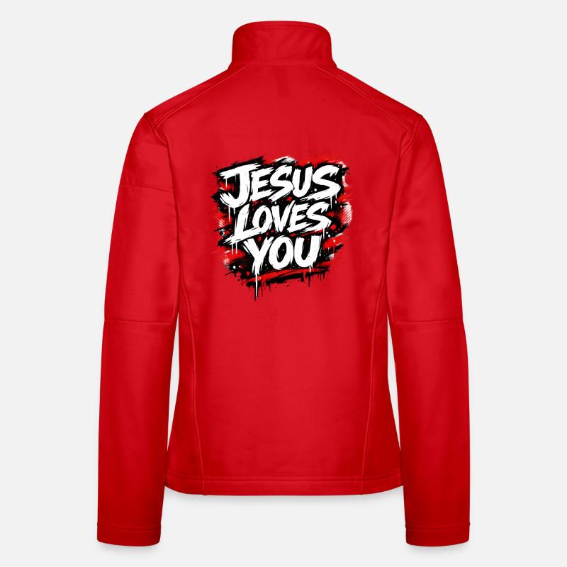 Jesus liebt dich Graffiti Statement Frauen Softshelljacke