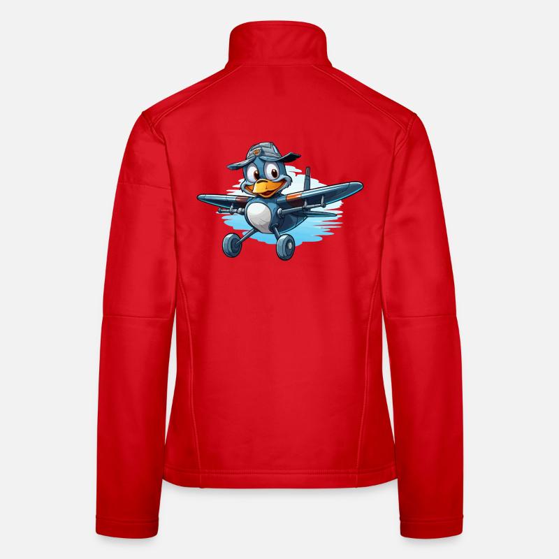 Pinguin Pilot im Luftflugzeug Frauen Softshelljacke