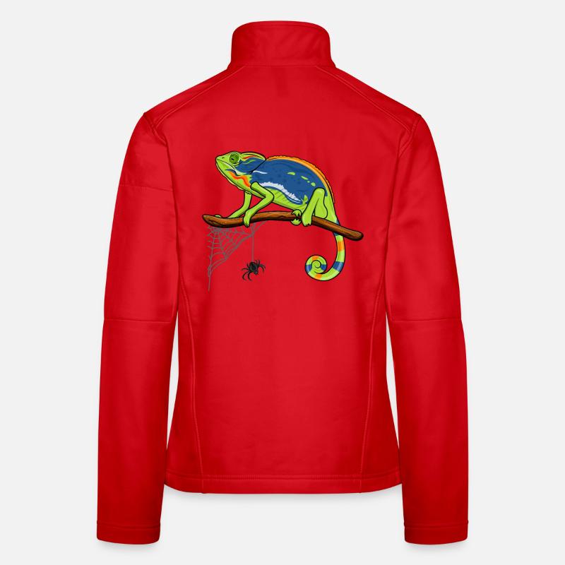Caméléon sur la branche avec la toile d’araignée Veste en tissu softshell Femme