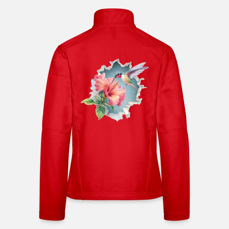 Kolibri mit Blüten Frauen Softshelljacke