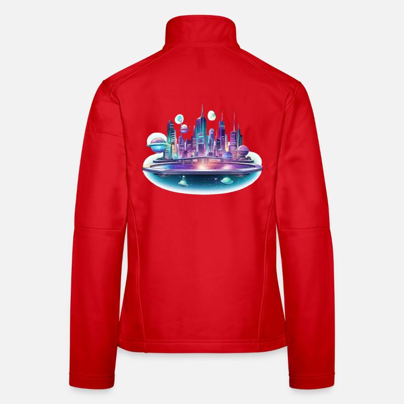 Silhouette de la Cité Spatiale Néon Veste en tissu softshell Femme