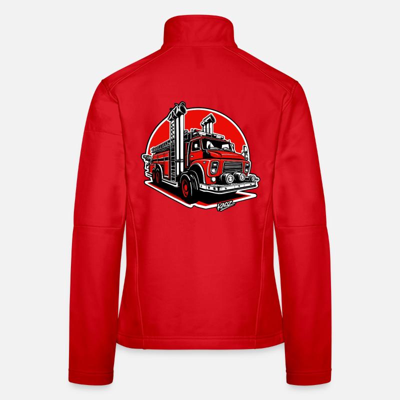 Crimson Fire Engine Illustration Women's Softshell Jacket