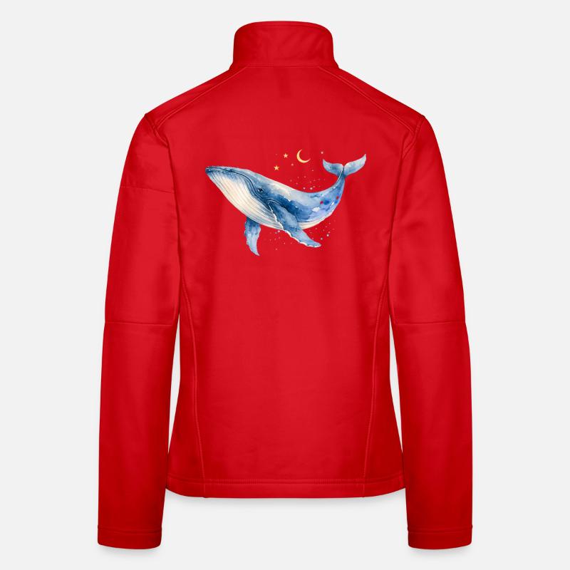 Wal Aquarell by MEERchandise  - Frauen Softshelljacke - Rot