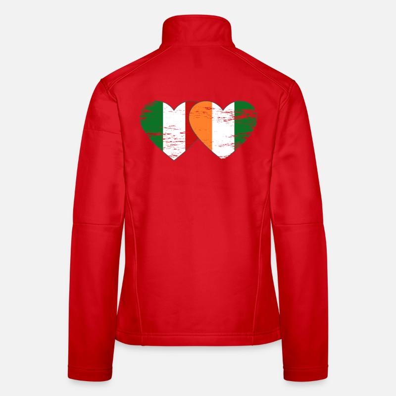 Drapeau Italien de Côte d’Ivoire Cœur utilisé Veste en tissu softshell Femme