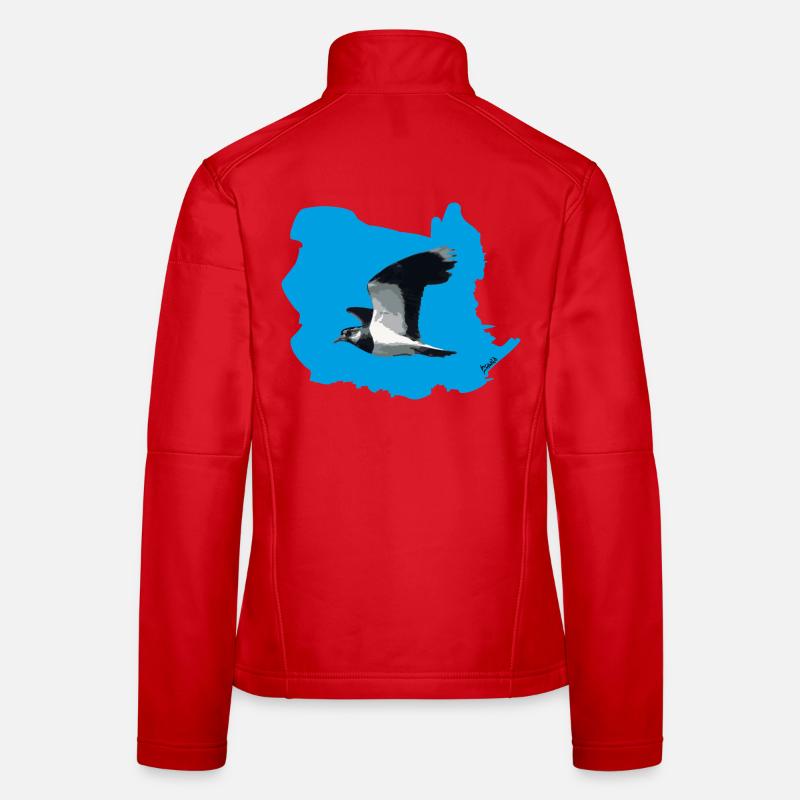 Lapwing (Vanellus vanellus) in flight (BG blue) Women's Softshell Jacket