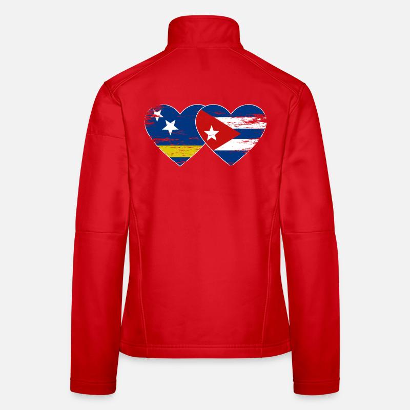 Cœur du drapeau de Curaçao Cuba utilisé Veste en tissu softshell Femme