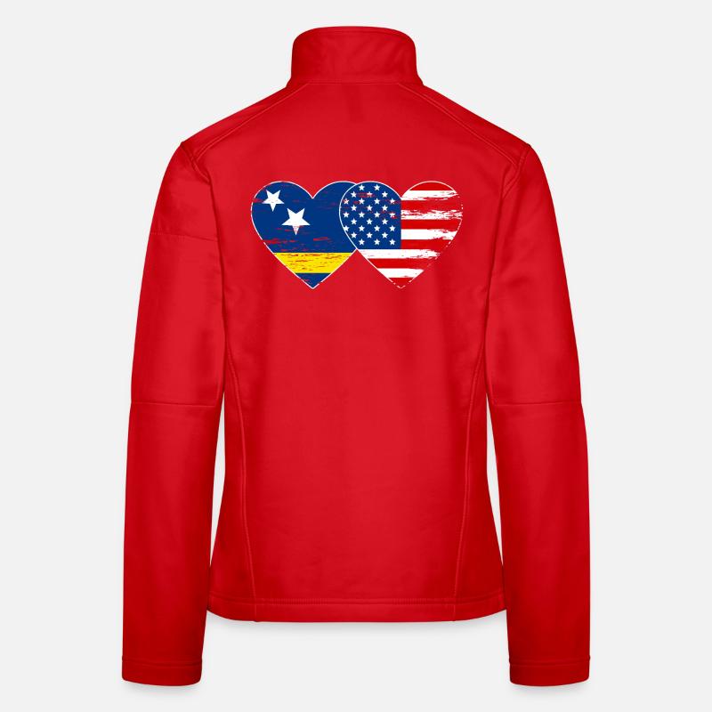 Cœur du drapeau des États-Unis de Curaçao utilisé Veste en tissu softshell Femme