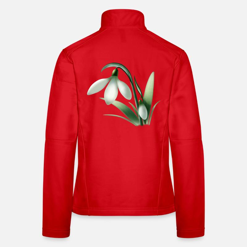 Anémone d’hiver – Graphique de fleur blanche Veste en tissu softshell Femme