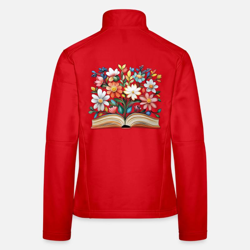 Livre fleuri Veste en tissu softshell Femme
