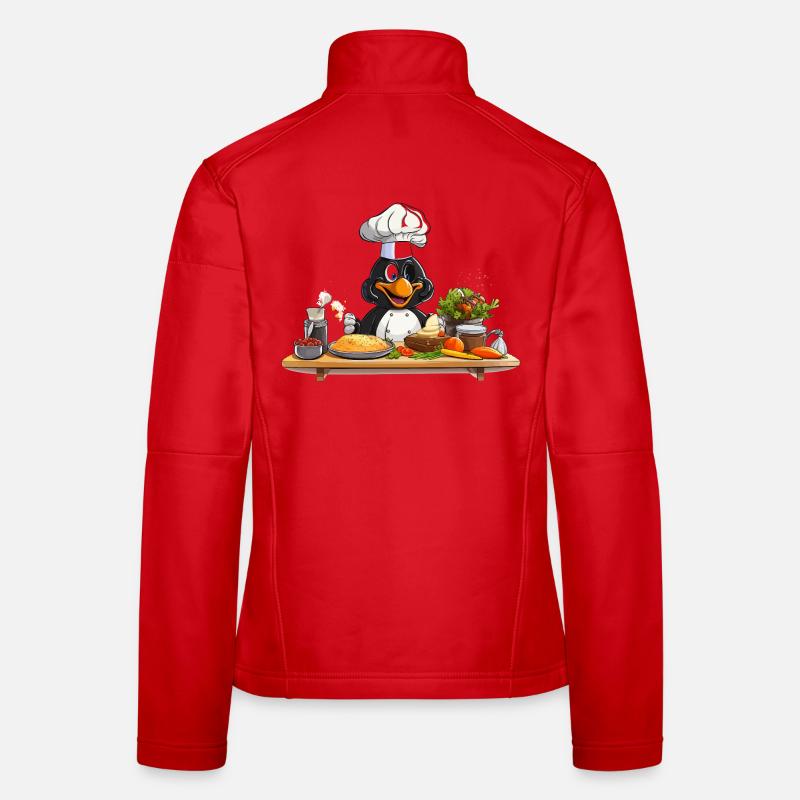 Cuisinier pingouin de cuisine à la table en bois Veste en tissu softshell Femme