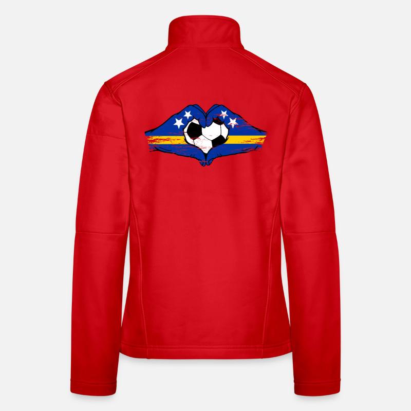 Mains du drapeau de Curaçao en forme de cœur utilisées Veste en tissu softshell Femme