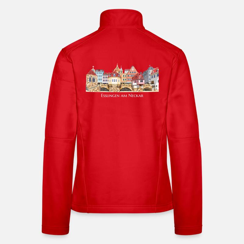 Bunte Stadtsilhouette von Esslingen am Neckar - Frauen Softshelljacke - Rot