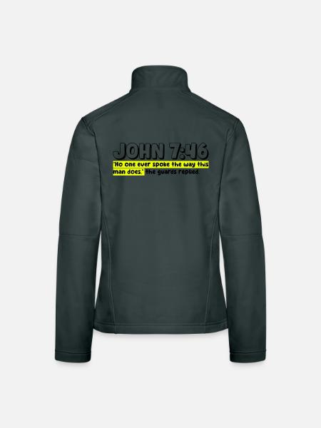 Johannes 7:46 | Bibelzitat - Frauen Softshelljacke - Rot - Hinten