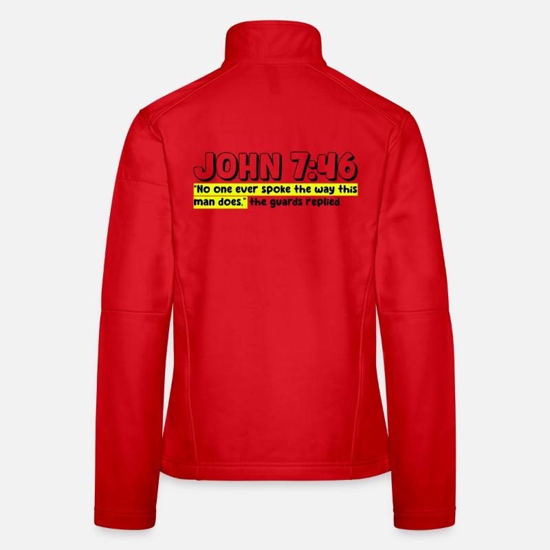 Johannes 7:46 | Bibelzitat - Frauen Softshelljacke - Rot