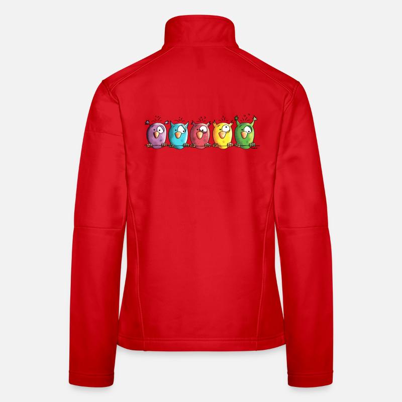 Funny Owls - Eule - Vogel - Frauen Softshelljacke - Rot