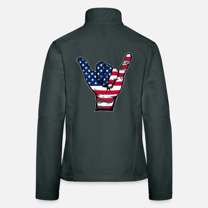 Symbole de surf de drapeau des États-Unis utilisé Veste en tissu softshell Femme