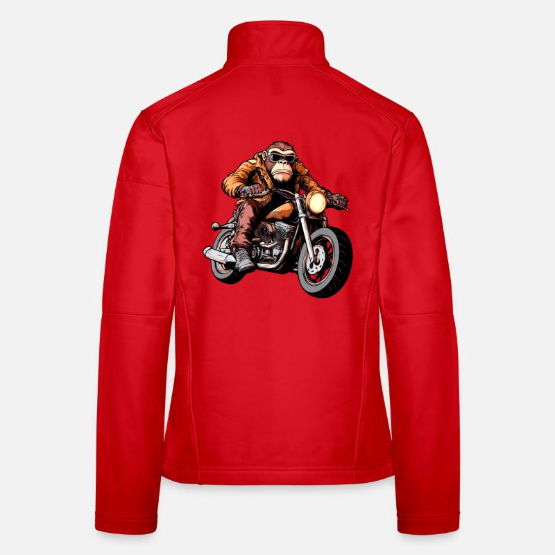 Affen Motorradfahrer / Motorrad Affe - Frauen Softshelljacke - Rot