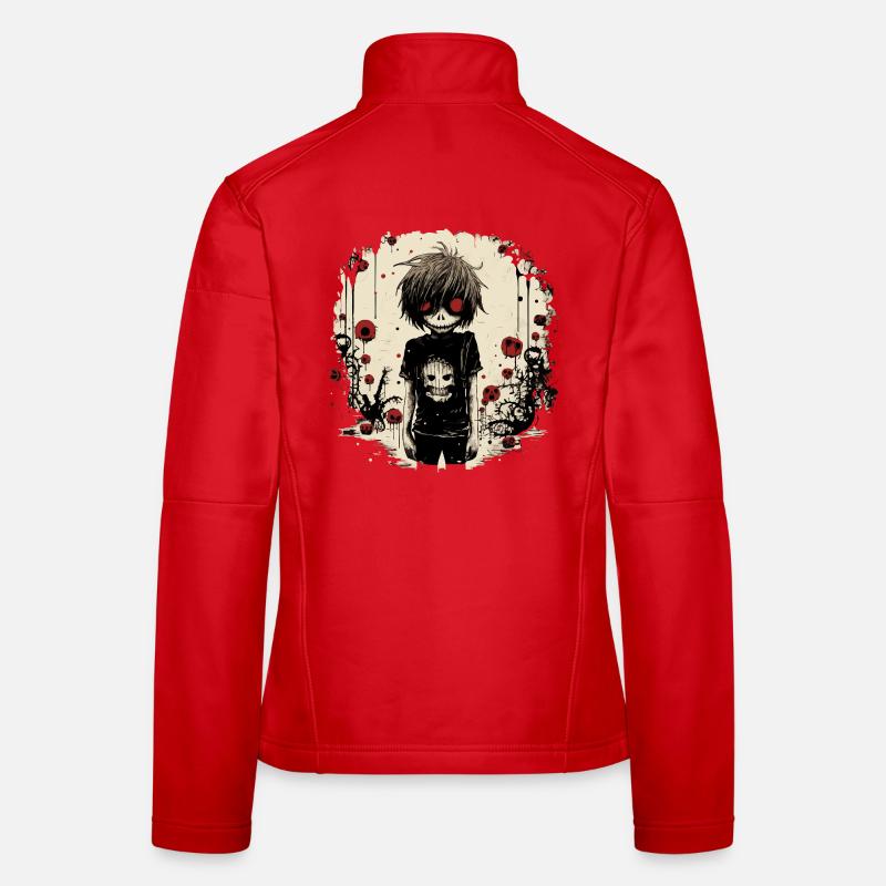 Red-Eyed Skull Kid – Emo Comic Design Women's Softshell Jacket